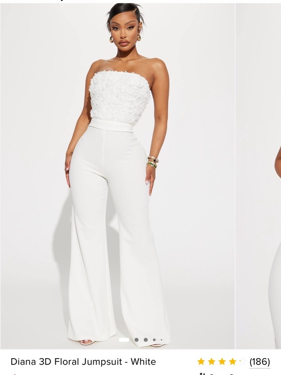 Fashion Nova Pants - Fashion Nova White Diana 3D Floral Strapless Jumpsuit